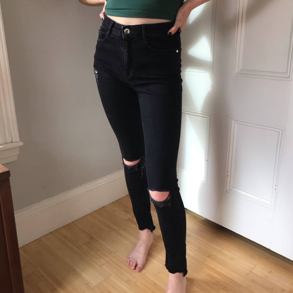 Distressed black jeans